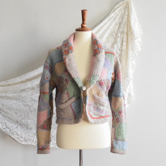 Petite Sophisticate Jackets & Blazers - Vintage shetland wool sweater with a unique patch